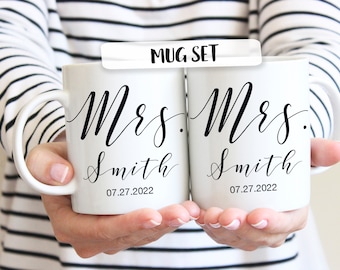 Lesbian Newlywed gift Mug, Lesbian Couple gift, Mrs and Mrs, Gay couple gift, Mrs and Mrs, MR and MRS Mugs, Engagement Gift, Coffee Mugs