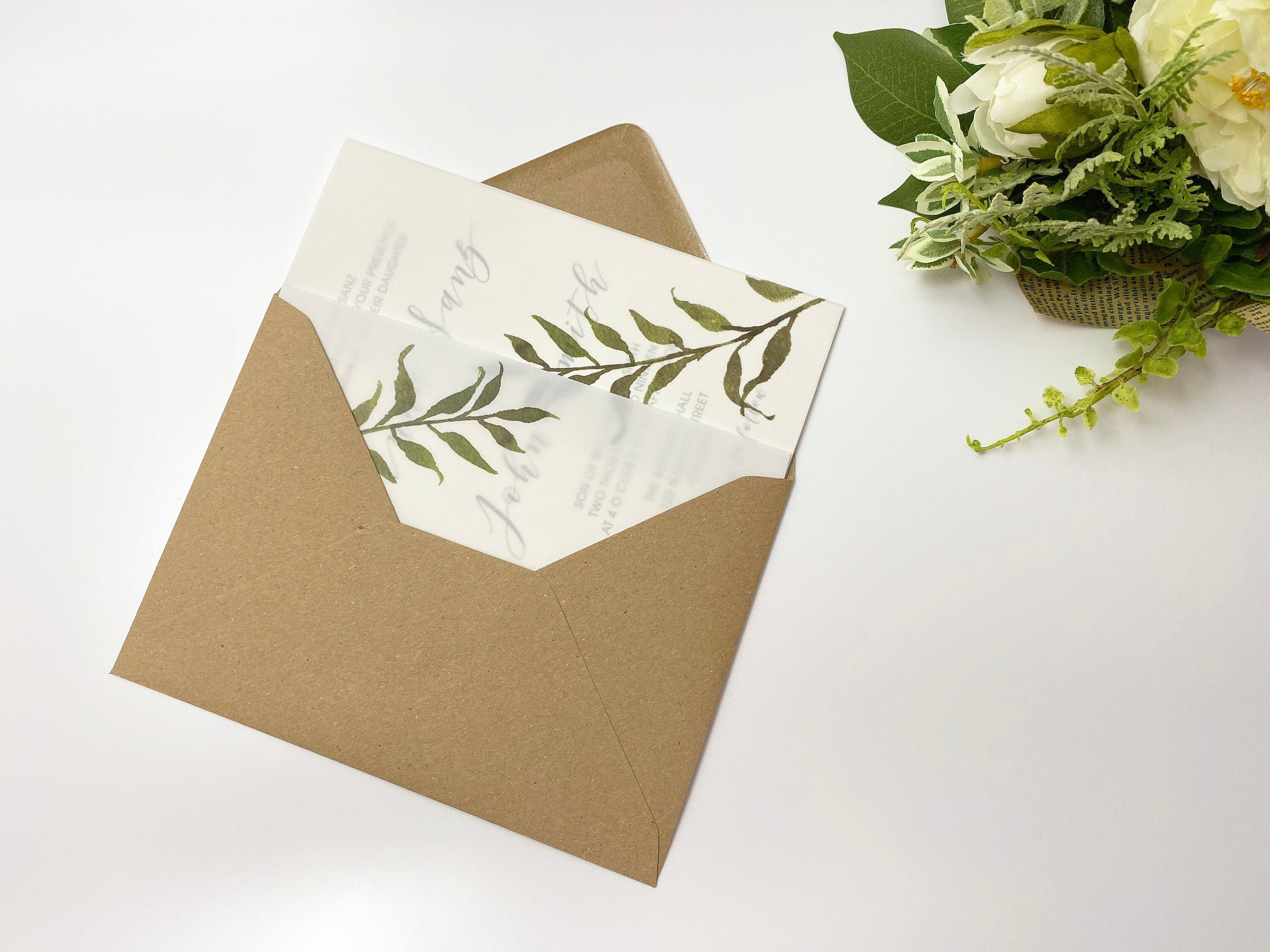 Greenery Vellum Jacket for 5x7 Wedding Invitations Printed Etsy UK