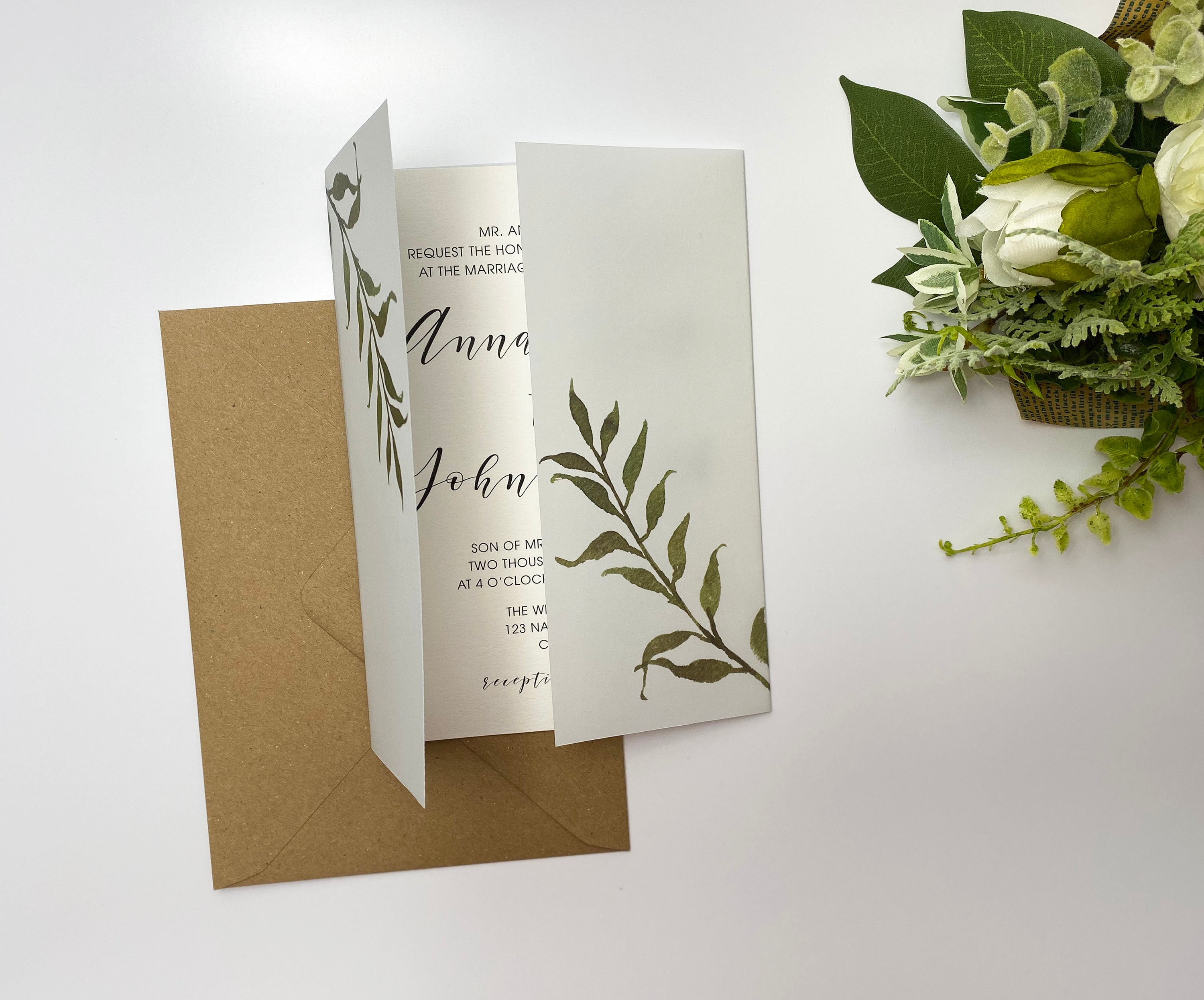 Greenery Vellum Jacket for 5x7 Wedding Invitations Printed Etsy UK