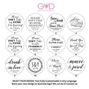 Personalized Wedding Coasters, Personalized Coasters, Wedding Coasters, Custom Coaster, Wedding Favors, Please Dont take My drink Im Dancing image 4