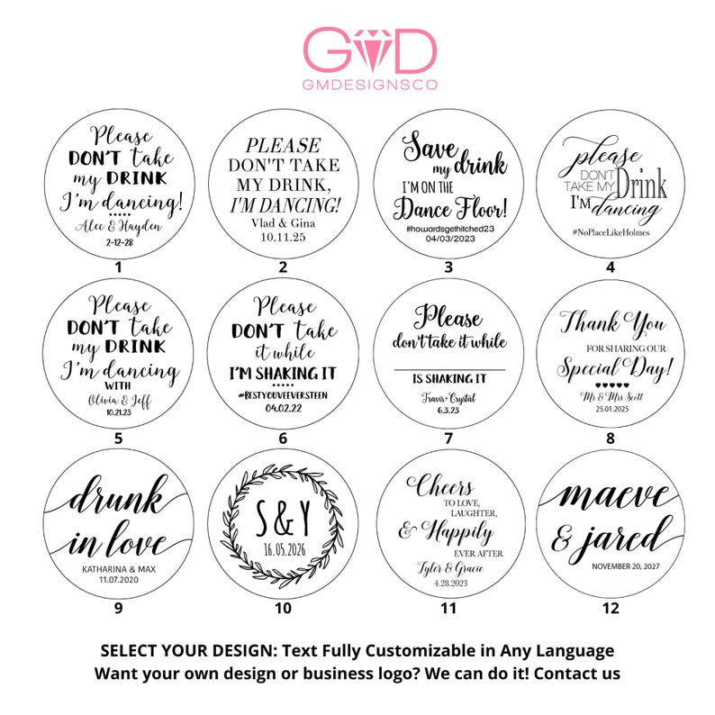 Personalized Wedding Coasters, Personalized Coasters, Wedding Coasters, Custom Coaster, Wedding Favors, Please Dont take My drink Im Dancing image 4