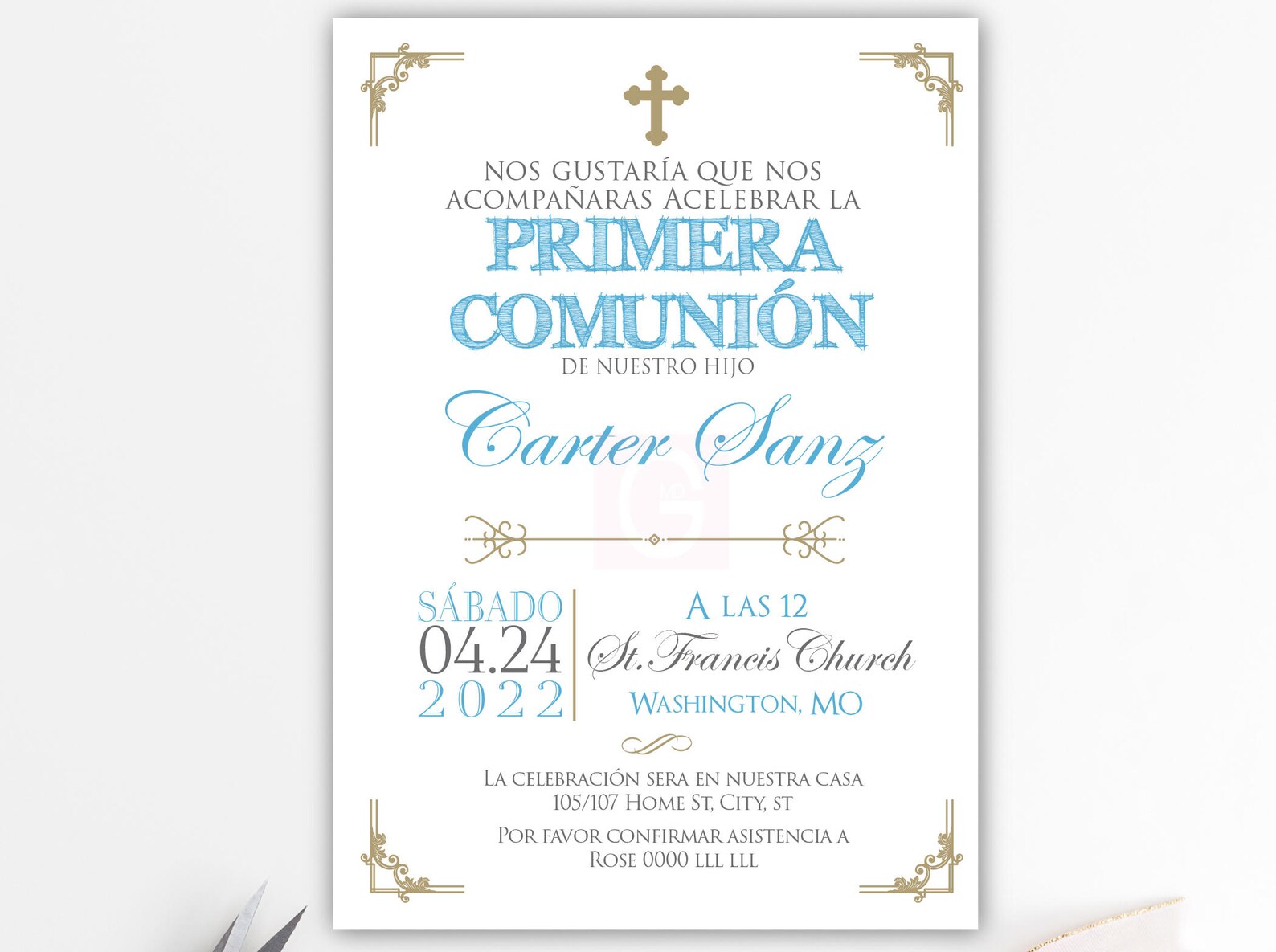 Invitacion primera comunion chico español first communion Etsy