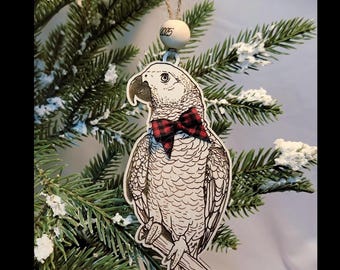 African Grey Parrot Ornament - Personalized - Add Your Pet's Name - Bird Ornament