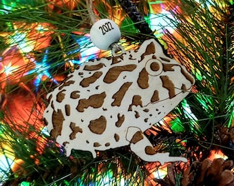 Pacman Frog Ornament - Personalized - Add Your Pet's Name -  Ornament - Amphibian - Frogs - Horned Frog - Holiday - Christmas Tree