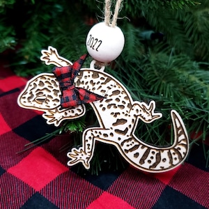 Gecko Ornament - Personalized - Add Your Pet&#39;s Name - Leopard Gecko- Fat Tail Gecko - Ornament - Lizard - Reptile - Lizards - Christmas Tree