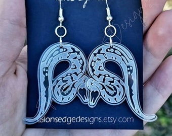 Ball Python Acrylic Earring - Snake Earrings - Python - Dangle - Drop Earring