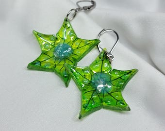 Prehistoric Star Earrings | Nostalgic Green Leaf Jewelry | Cute Dino Snack Dangle Earrings - Nostalgic Dino Movie Jewelry