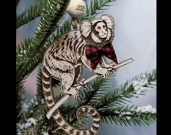 Marmoset Ornament - Personalized - Add Your Pet's Name - Monkey Ornament