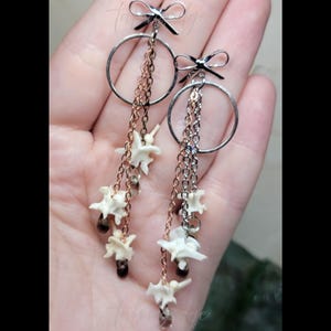 Rattlesnake Vertebrae Earring - Real Bones - Uranium Beads - Blacklight - Bone Jewelry - Dangle Earring