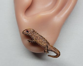 Skink Earrings - Lizard Earrings - Crocodile Skink - Hand Painted - Earrings - Reptile