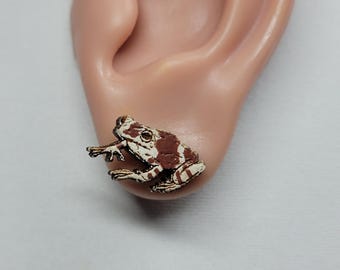 Frog Stud Earrings - Milk Frog - Amazon Milk Frog - Hand Painted - Frog Earrings - Amphibian