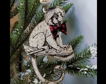Cotton Top Tamarin Ornament - Personalized - Add Your Pet's Name - Monkey Ornament