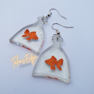 Goldfish Earrings - Cute - Fish - Aquarium - Acrylic - Dangle Earrings - Drop Earrings