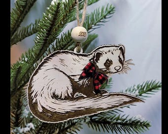 Ferret Ornament - Personalized - Add Your Pet's Name - Ferret Gift