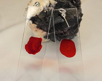 Blood Slide Earrings - Microscope Acrylic & Glass Jewelry - Forensic Lab Inspired