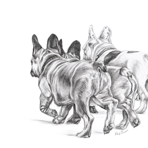French Bulldog pencil sketch print, frenchie lover gift, french bulldog print, frenchie print art, frenchie wallart, french bulldogs pencil