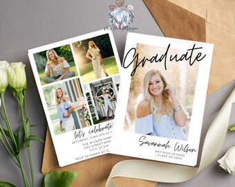 Chic Graduation Party Invitation Digital Download- Personalized Photos