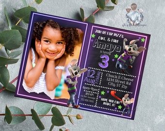 Chuck E Cheese Birthday Invitation: Editable Pizza Party (Digital Download)