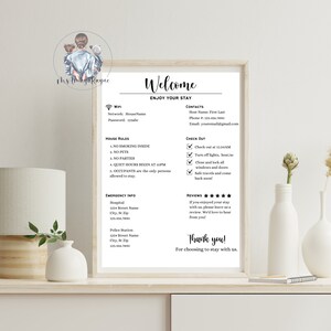 Editable Airbnb Welcome Signage, House Rules Sign, Rental House Sign, Wifi House Sign, Digital Download