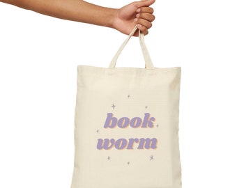 Book Worm- Cotton Canvas Tote Bag