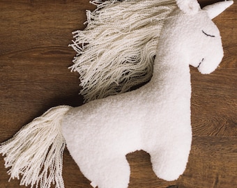 Newborn White Unicorn Posing Toy, Animal Posing Pillow for Photography Prop, Stuffed Animal Pillow, Newborn Unicorn Pillow