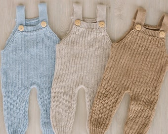 Baby Knit Chunky Sweater Outfit Overall, Newborn Coming Home Outfit, Unisex Baby Knitted Outfit, Newborn Photography Outfit, Newborn Romper