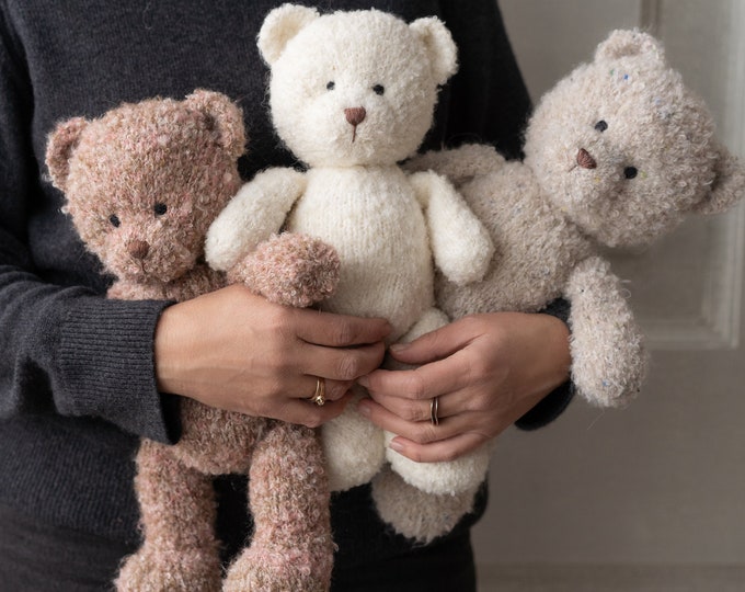 Featured listing image: Boucle Knitted Teddy Bear Toy for Newborn Photography Prop, Newborn Knitted Teddy Bear Toy, Big Teddy Bear Toy for Baby, Newborn Bear Props