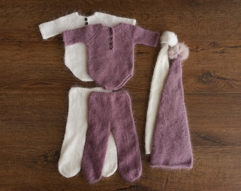 Newborn Tights Outfit Set,Knit Wool Tights for Newborn,Newborn Sleep Hat,Newborn Knitted Outfit,Newborn Photography props,Newborn Romper Boy
