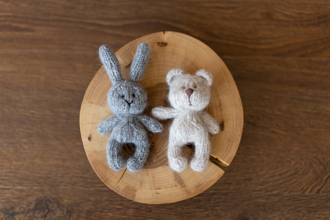 Newborn Knitted Teddy Bear Photography Props, Newborn Bunny Photo Toy ...