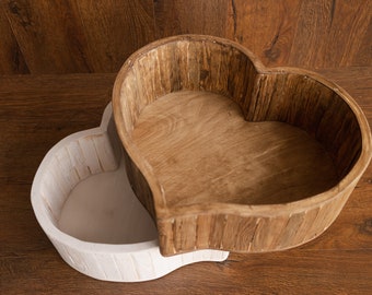 Newborn Wood Heart Bowl,Newborn Heart Shaped Bowl,Wood Found Sitter Posing Bowl,Newborn Wood Bowl,Newborn Basket,Newborn photography props