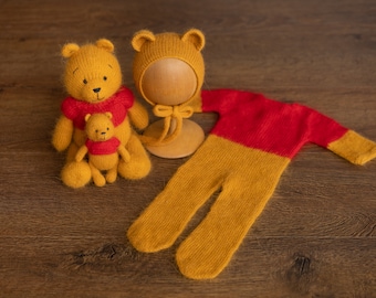 Newborn Bear Outfit, Newborn Knitted Outfit, Bear Newborn Photography props, Newborn Teddy Bear Outfit, Newborn Coming Home Outfit Boy