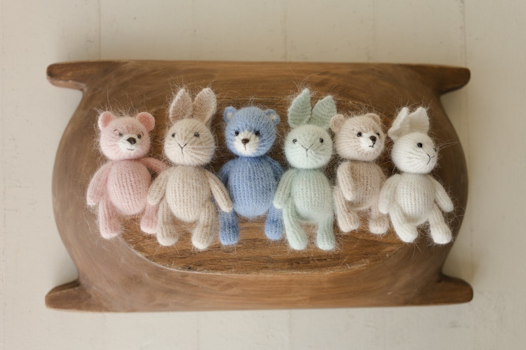 Newborn Knitted Bear Photography Props, Newborn Knit Rabbit Toy, Baby ...