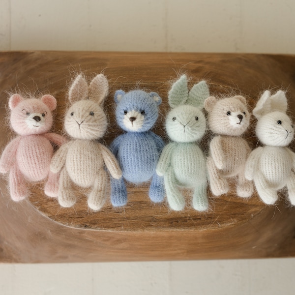 Neugeborenen gestrickte Bär Fotografie Requisiten, Neugeborene stricken Kaninchen Spielzeug, Baby Bär häkeln Spielzeug, Neugeborene Fotografie Prop, stricken Neugeborene Teddybär Spielzeug