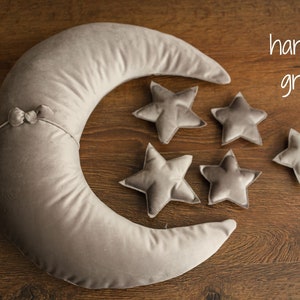 Removable Newborn Velvet Moon Pillow with Stars,Suede Crescent Moon Pillow Props for Newborn Photography,Newborn Photography Moon Props Set image 3