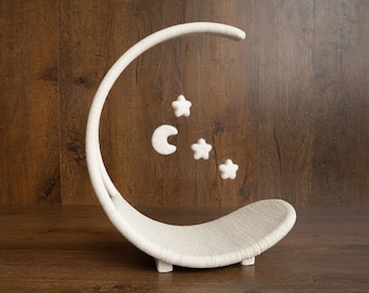Newborn Moon Basket Photography Props, Newborn Moon Photo Props, Newborn Basket Prop, Newborn Macrame Photo Prop, Newborn Macrame Basket