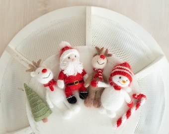 Knitted Newborn Christmas Toy, Newborn Santa Claus Toy, Newborn Snowman Toy, Knitted Newborn Photography Prop,Newborn Knitted Christmas Prop