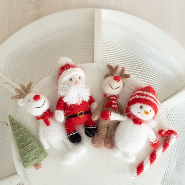 Knitted Newborn Christmas Toy, Newborn Santa Claus Toy, Newborn Snowman Toy, Knitted Newborn Photography Prop,Newborn Knitted Christmas Prop