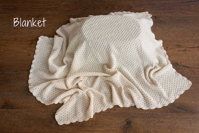 Natural Newborn Crochet Romper and Bonnet Set, Newborn Knitted Outfit, Newborn Knitted Blanket, Newborn Photography props, Baby Girl Romper Blanket