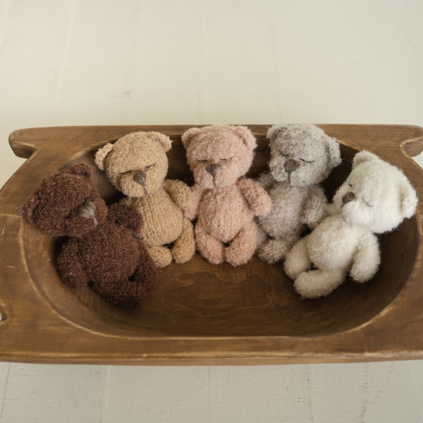 Boucle Newborn Knitted Teddy Bear, Baby Bear Crochet Toy, Newborn Photography Prop, Newborn Knitted Toy Bear, Boucle Stuffed Toy Bear
