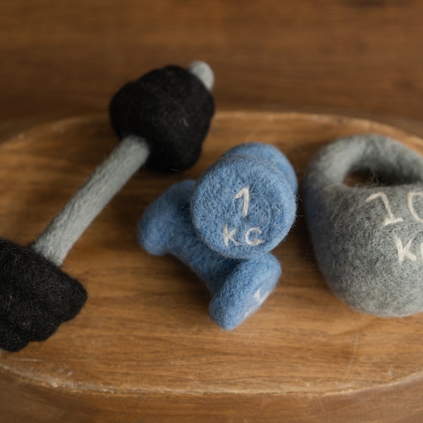 Newborn Felted Weight, Newborn Felted Sport Props, Newborn Felted Photo Props, Dumbbells Newborn Photography Props,Newborn Felted Kettlebell