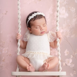 Macrame Swing Newborn Photography Prop Furniture, Newborn Macrame Swing Props, Macrame Newborn Boho Photography Props, Macrame Baby Swing image 2