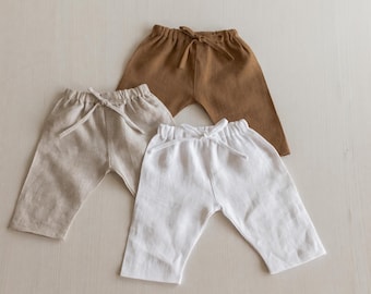 Linen Baby Pants Newborn Photography Outfit and Coming Home Clothing, Gender Neutral Baby Linen Pants, Organic Linen Baby Clothing New Gift