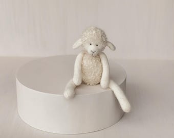 Sheep Baby Toy for Newborn Photography, Baby Shower & First Birthday Gift – Handmade Lamb Toy