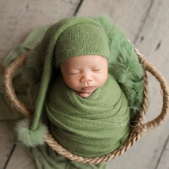 Conjunto de gorro y manta de punto para recien nacidos gorro de punto para dormir con