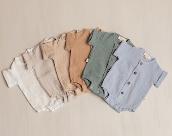 Camisa/pelele de muselina para bebé niño, accesorio para fotografía de recién nacidos, conjunto de verano para bebé niño, conjunto para la salida del hospital, conjunto de regalo para baby shower de niño.