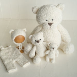 Ours en peluche pour nouveau-né en tricot bouclé, bébé ours au crochet, accessoire de photographie pour nouveau-né, ours en peluche pour nouveau-né, ours en peluche bouclé image 8