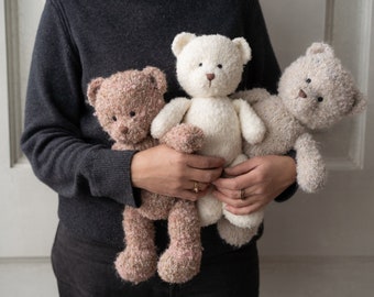 Juguete de oso de peluche de punto Boucle para accesorios de fotografía de recién nacidos, juguete de oso de peluche de punto recién nacido, juguete de oso de peluche grande para bebé, accesorios de oso recién nacido