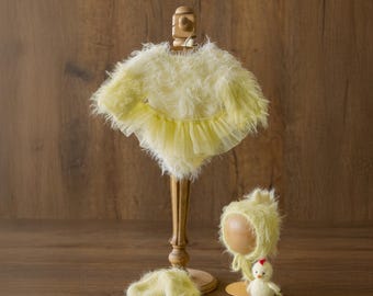 Accesorios para fotos de Pascua con disfraz de pollito, accesorios para fotos de pollito recién nacido, accesorios para fotografía de recién nacidos, disfraz de pollito recién nacido para volver a casa