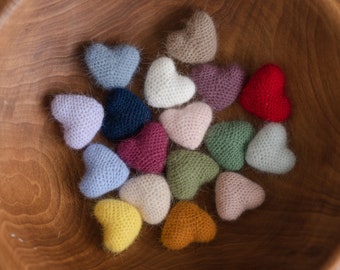 Newborn Knitted Heart Toys, Newborn Heart Decor, Newborn Photography Props Set ,Newborn Heart Props, Newborn Heart Photo Props, Wool Heart