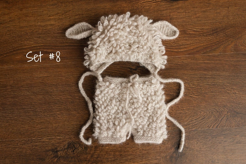 Newborn Sheep Outfit,Newborn Knitted outfit,Newborn Photography prop,Newborn Felt Sheep Toy,First Birthday Outfit,Newborn Coming Home Outfit image 8